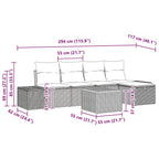 Gartensofa-set mit Kissen 6 pcs Schwarz Poly-Rattan