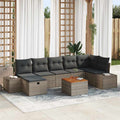 Gartensofa-set mit Kissen mit Speicher 8 pcs Grau Poly-Rattan