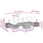 Gartensofa-set mit Kissen mit Speicher 8 pcs Beige Poly-Rattan