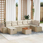 Gartensofa-set mit Kissen mit Speicher 8 pcs Beige Poly-Rattan