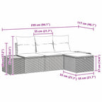 Gartensofa-set mit Kissen mit Speicher 4 pcs Grau Poly-Rattan