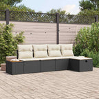 Gartensofa-set mit Kissen 5 pcs Schwarz Poly-Rattan