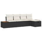 Gartensofa-set mit Kissen 5 pcs Schwarz Poly-Rattan