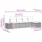 Gartensofa-set mit Kissen 5 pcs Schwarz Poly-Rattan