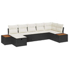 Gartensofa-set mit Kissen 8 pcs Schwarz Poly-Rattan
