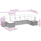 Gartensofa-set mit Kissen 8 pcs Schwarz Poly-Rattan