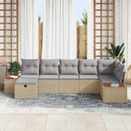 Gartensofa-set mit Kissen 8 pcs Beige Poly-Rattan