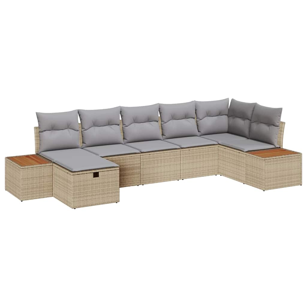 Gartensofa-set mit Kissen 8 pcs Beige Poly-Rattan