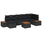 Gartensofa-set mit Kissen 8 pcs Schwarz Poly-Rattan