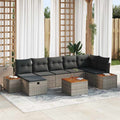 Gartensofa-set mit Kissen 8 pcs Grau Poly-Rattan