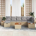 Gartensofa-set mit Kissen 8 pcs Beige Poly-Rattan