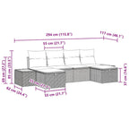 Gartensofa-set mit Kissen 6 pcs Schwarz Poly-Rattan
