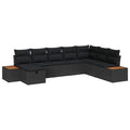 Gartensofa-set mit Kissen 8 pcs Schwarz Poly-Rattan