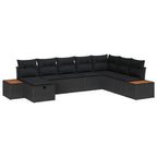 Gartensofa-set mit Kissen 8 pcs Schwarz Poly-Rattan