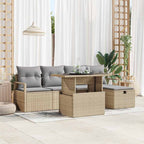Garten-Sofa-Set mit Kissen mit Speicher 6 pcs Beige Poly Rattan
