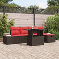 Gartensofa-set mit Kissen mit Speicher 6 pcs Poly-Rattan