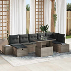 Garten-Sofa-Set mit Kissen mit Speicher 8 pcs Grau Poly Rattan