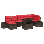 Gartensofa-set mit Kissen mit Speicher 8 pcs Poly-Rattan