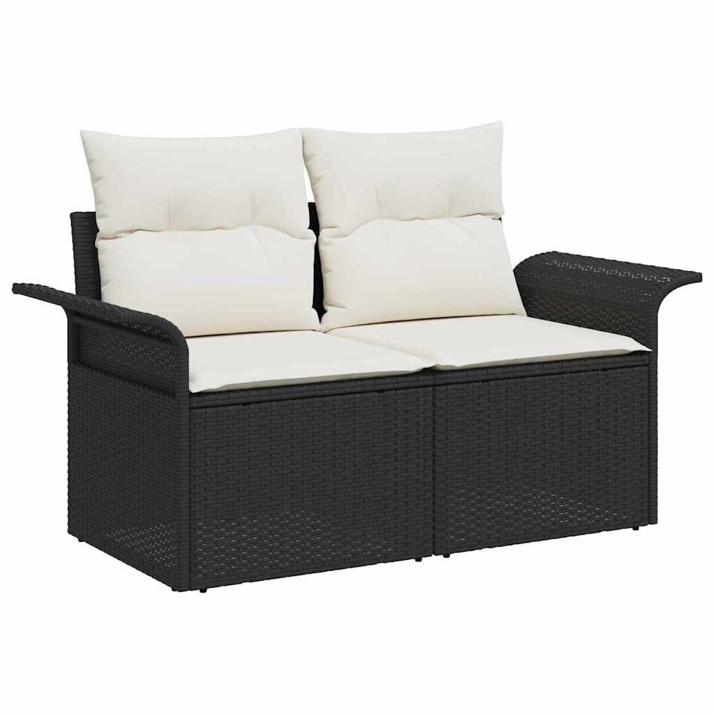 Gartensofa-set mit Kissen 6 pcs Schwarz Poly-Rattan