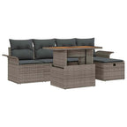 Gartensofa-set mit Kissen mit Speicher 6 pcs Grau Poly-Rattan