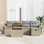 Gartensofa-set mit Kissen mit Speicher 6 pcs Beige Poly-Rattan