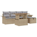 Gartensofa-set mit Kissen mit Speicher 6 pcs Beige Poly-Rattan