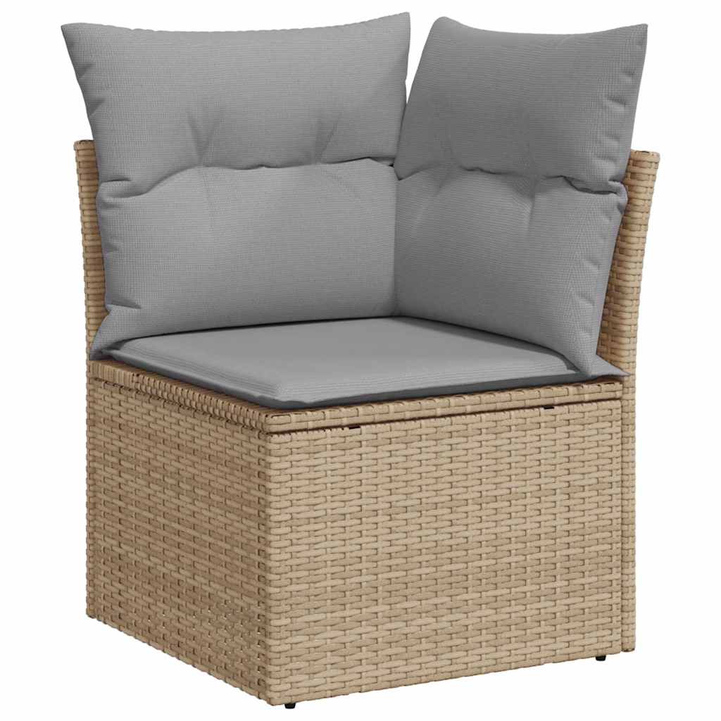 Gartensofa-set mit Kissen mit Speicher 8 pcs Beige Poly-Rattan