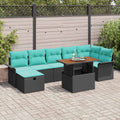 Gartensofa-set mit Kissen 8 pcs Schwarz Poly-Rattan