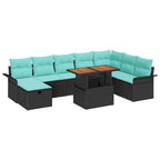 Gartensofa-set mit Kissen 9 pcs Schwarz Poly-Rattan