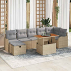 Gartensofa-set mit Kissen mit Speicher 8 pcs Beige Poly-Rattan
