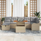 Gartensofa-set mit Kissen mit Speicher 8 pcs Beige Poly-Rattan