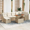 Gartensofa-set mit Kissen mit Speicher 8 pcs Beige Poly-Rattan
