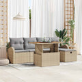 Gartensofa-set mit Kissen mit Speicher 6 pcs Beige Poly-Rattan