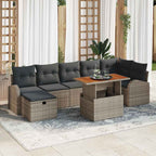 Gartensofa-set mit Kissen mit Speicher 8 pcs Grau Poly-Rattan