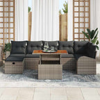 Gartensofa-set mit Kissen mit Speicher 8 pcs Grau Poly-Rattan