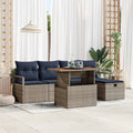 Gartensofa-set mit Kissen mit Speicher 6 pcs Grau Poly-Rattan