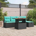 Gartensofa-set mit Kissen 6 pcs Schwarz Poly-Rattan