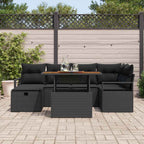 Gartensofa-set mit Kissen 7 pcs Schwarz Poly-Rattan