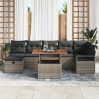 Gartensofa-set mit Kissen mit Speicher 8 pcs Grau Poly-Rattan