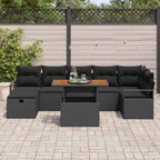 Gartensofa-set mit Kissen 8 pcs Schwarz Poly-Rattan