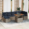 Gartensofa-set mit Kissen mit Speicher 8 pcs Grau Poly-Rattan