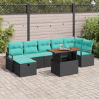 Gartensofa-set mit Kissen 8 pcs Schwarz Poly-Rattan