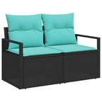Gartensofa-set mit Kissen 8 pcs Schwarz Poly-Rattan