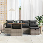 Gartensofa-set mit Kissen mit Speicher 6 pcs Grau Poly-Rattan