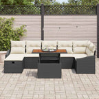 Gartensofa-set mit Kissen 8 pcs Schwarz Poly-Rattan