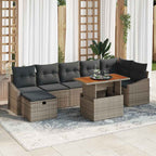 Gartensofa-set mit Kissen mit Speicher 8 pcs Grau Poly-Rattan