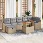 Gartensofa-set mit Kissen mit Speicher 8 pcs Beige Poly-Rattan