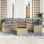 Gartensofa-set mit Kissen mit Speicher 8 pcs Beige Poly-Rattan