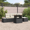 Gartensofa-set mit Kissen 6 pcs Schwarz Poly-Rattan