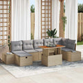 Gartensofa-set mit Kissen mit Speicher 8 pcs Beige Poly-Rattan
